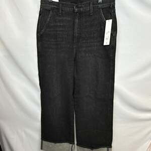 JOE'S Women Trixie Trouser w/Wide Cuff Black Fit Denim Jeans 32W 5-Pocket NWT